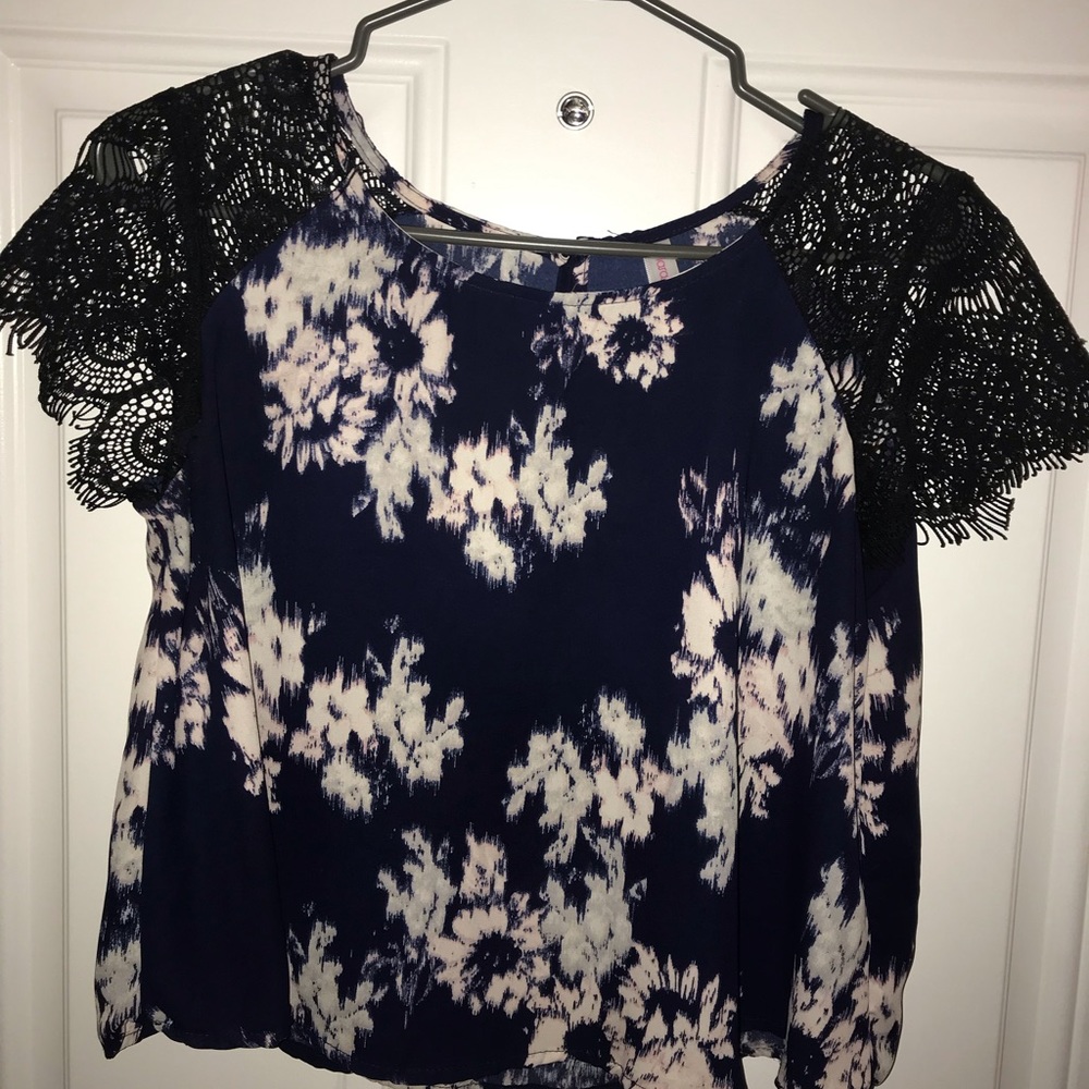 Navy Floral Top